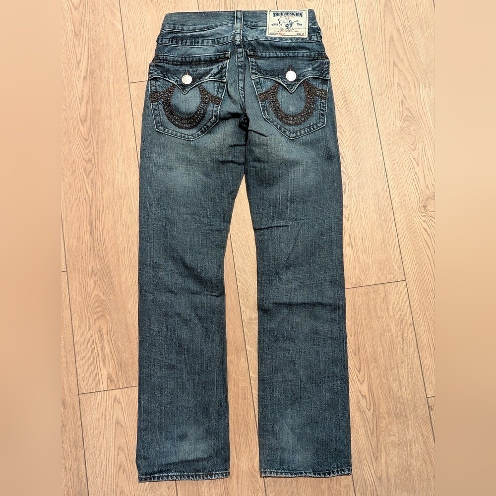 True Religion Ricky Mens Jeans 28 Relaxed Fit Straight Leg Denim Vintage Ripped - Picture 5 of 6